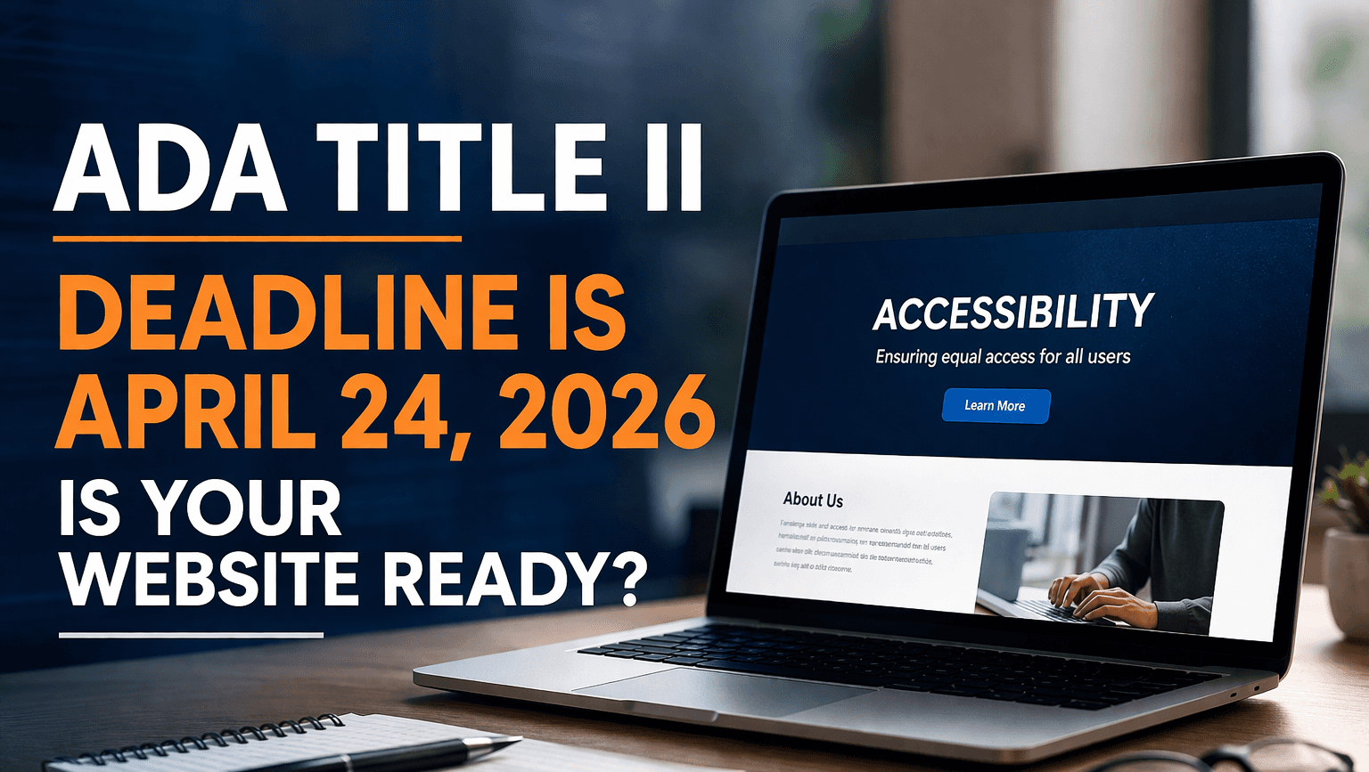 Countdown calendar graphic marking April 24 2026 as the ADA Title II WCAG 2.1 AA compliance deadline for government websites